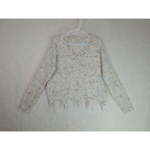 La Miel Women's Medium/Large Confetti Destroyed Hem Sweater